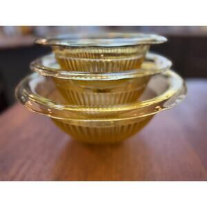 Vintage 3pc Federal Glass Golden Glo Nesting Bowls